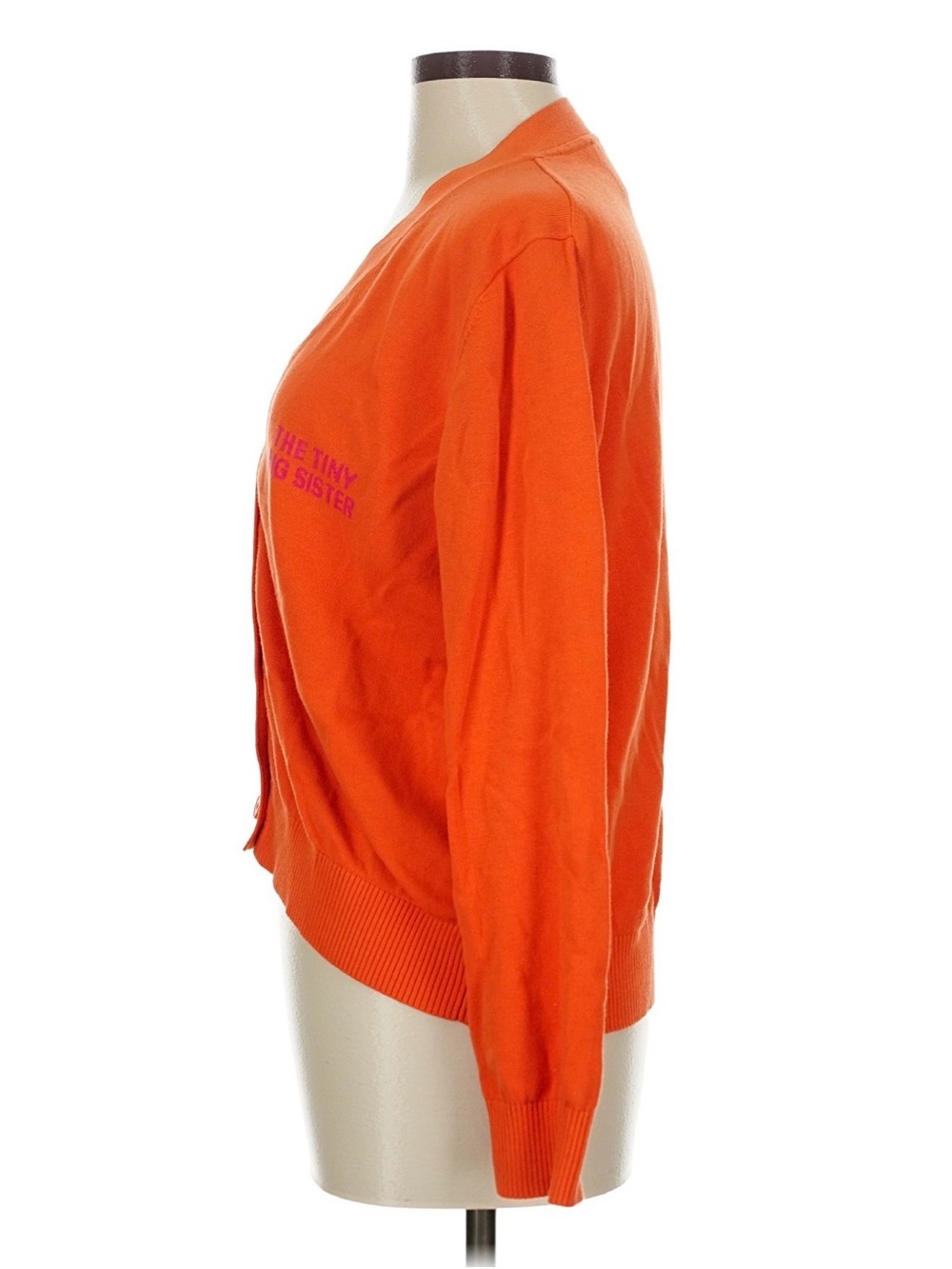 The Tiny Big Sister Orange V-Neck Button Cardigan Sweater Medium 38 8 - Picture 4 of 7